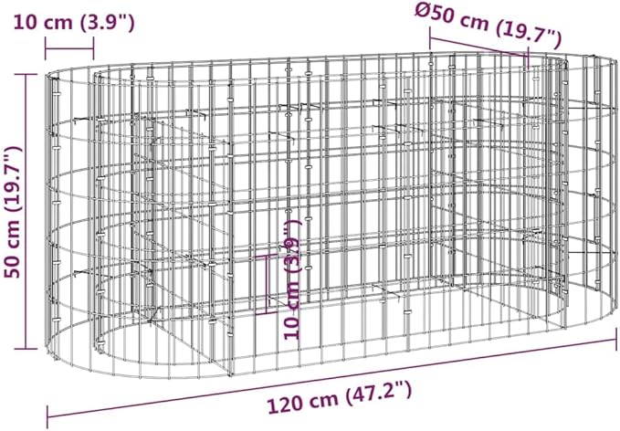 Gabion Raised Bed Planter Basket Pot Wall Outdoor Garden Lawn Patio Border Gardening Flower PlantGabion Cages Basket 47.2x19.7x19.7