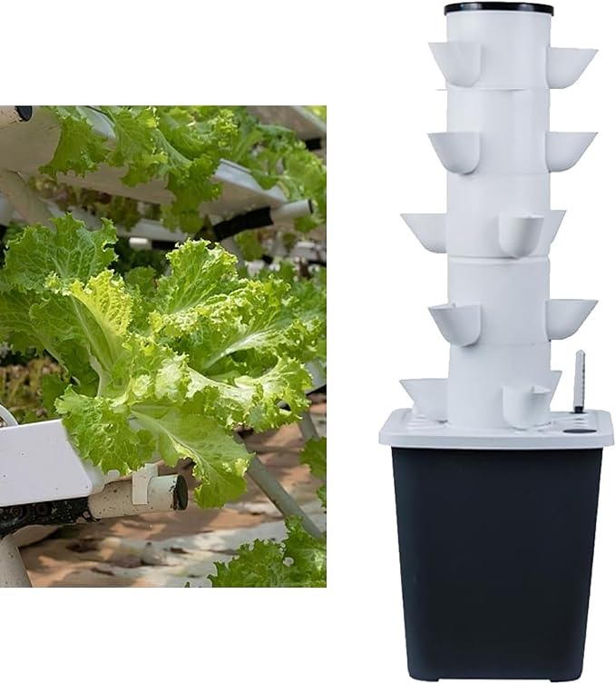 Hydroponics Tower Garden Tower Hydroponics Growing Kit for Herbs Fruits and Vegetables for Herbs Fruits and Vegetables (Color : 25holes)