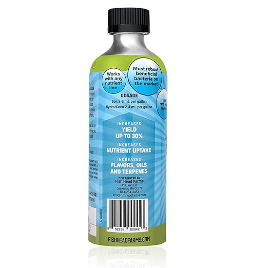 Fish Head Farms Organic Soil Conditioner for Yield and Flavor Enhancement. Improves Fertilizer Efficiency. Useful in Both Garden Soil and Hydroponics Applications. 500 mililiters