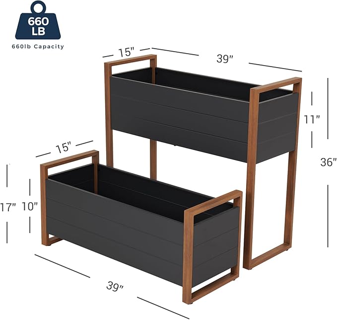 Grand patio Outdoor Planter Boxes Combo Metal Raised Garden Beds with Legs Rectangular Elevated Garden Planter Boxes for Herb Vegetables Flowers Fruits