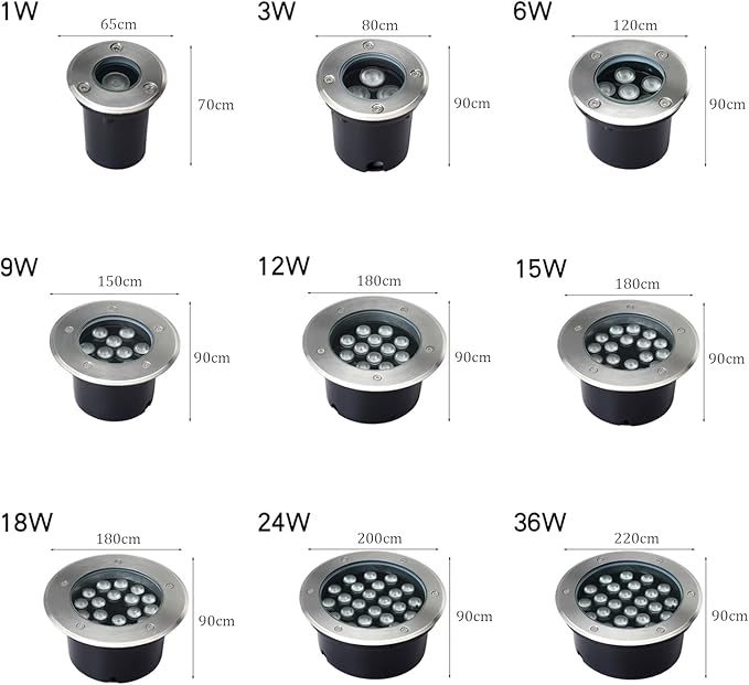 Recessed Ground Light Garden Buried Lights IP66 Waterproof Embedded Round Spotlight AC85-110V Outdoor Underground Light for Pathway Driveway Deck Patio Yard Landscape Light