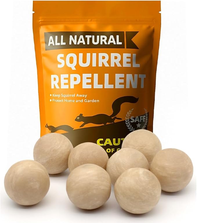 Squirrel Repellent Outdoor Squirrel Deterrent for Garden Chipmunk Repellent Outdoor Squirrel Away Squirrel Repellent for Attic/Trees/YardNatural Ingredients 8Packs