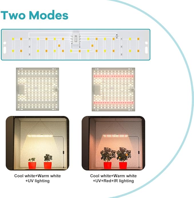 2 PCS 1500 W LED Plant Lamp Dimmable Grow Lights for Seed Starting Seedlings Veg Flower UV IR Full Spectrum Best LED Grow Light for All Indoor Plants Full Spectrum Diodes Fill lamps US Plug With Hook
