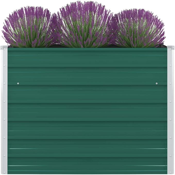 Raised Garden Bed 39.4x39.4x30.3 Galvanized Steel Green