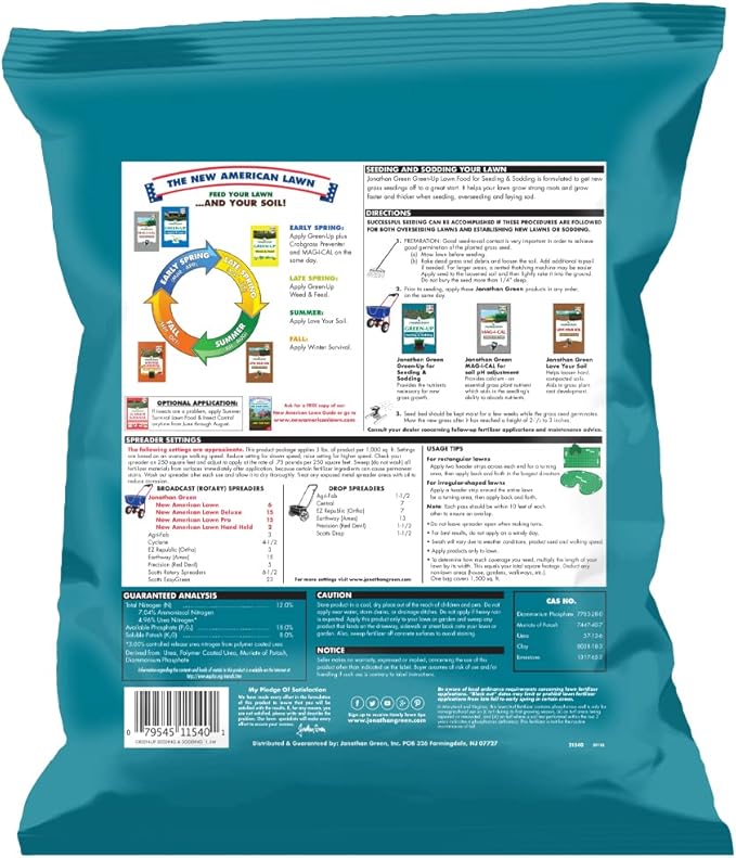 Jonathan Green (11540) Green-Up Lawn Food for Seeding &amp Sodding - 12-18-8 Grass Fertilizer (1500 Sq. Ft.)