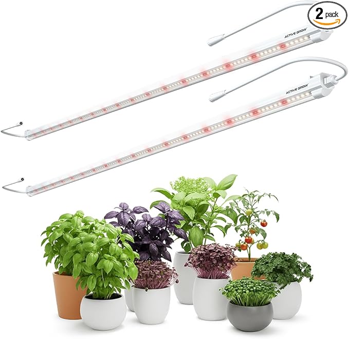 Active Grow LED Grow Light - 4FT Sun White Pro Full Spectrum T5 Strip Light - 2-Pack 24W IP65 Waterproof 120-277V Daisy Chain Ideal for Indoor Plants Seed Starting Propagation &amp Microgreens