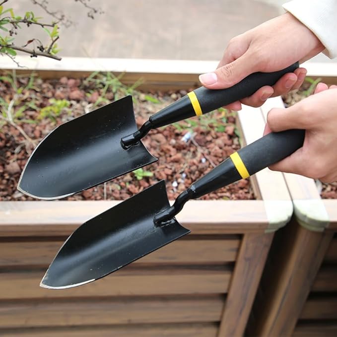 Garden Tool Set 4 PCS Heavy Duty Carbon Steel Gardening Tool Set with Non-Slip Rubber Grip Rake Shovel Outdoor Hand Tools Set Beach Combing Tool Kit Unisex Gifts for Seniors (Trowel)