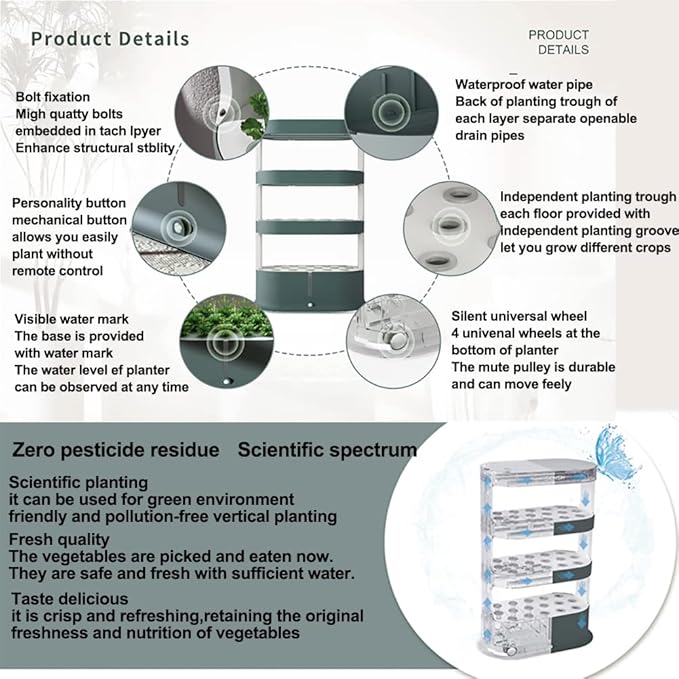 Hydroponics Tower 48 Pods Garden Hydroponic Growing System Aeroponics Grow Kit with Automatic Watering Grow Light and Timer Aquaponics Planting System Indoor Garden Planter