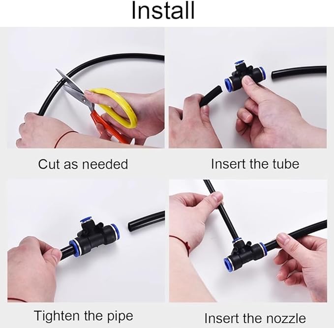 Automatic Drip Irrigation Kits 360°Adjustable Hose with Adjustable Nozzle Automatic Irrigation Garden Plant Watering Kit for Lawn Garden Patio(50m/164ft)