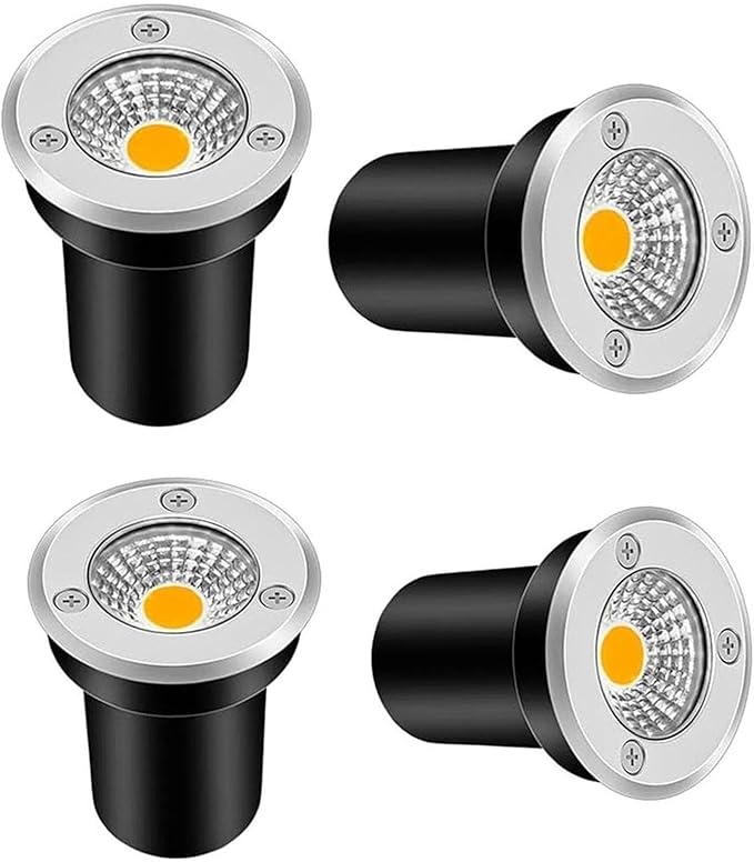4 Pack 5W COB Outdoor Landscape Lights - IP67 Waterproof Mini Buried LED Spot Lights for Patios Lawns Driveways &amp Decks (Blue Low Voltage AC 85-265V)