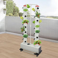 Vertical Vegetable Planter Tower Hydroponic Germination TowerHydroponic Growing Kit with 56 Planting Holes and 4 Wheels 30L/7.93Gal Indoor Outdoor Garden Hydroponics Growing Tower System
