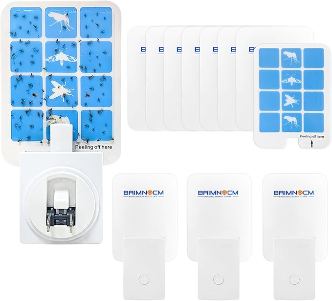 Blue Light Bug Catcher Indoor Plug in Gnat Traps for House Indoor Fly Trap for Fruit Fly Moth and Mosquito Flying Insect Catcher 4 Device+8 Refills