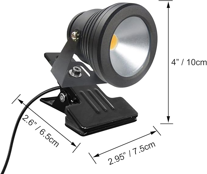 Kiven Plug in Spotlight 10W Waterproof LED Clip-on Light Black Finish Plug in Landscape Light with 9.84ft Plug in Cord and On/Off Switch for Hallway Garden Patio Yard Flag(RGB)