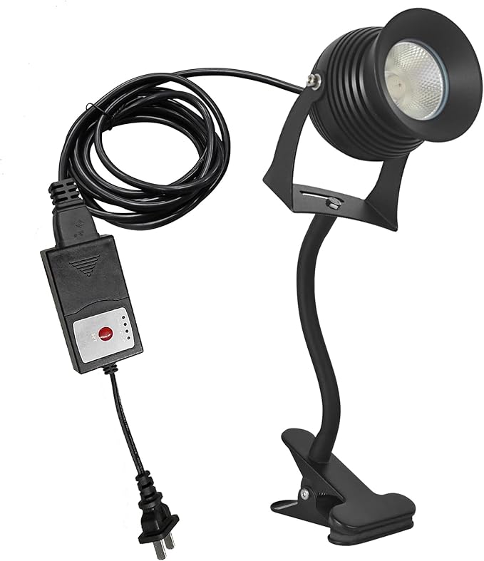 Kiven IP65 Waterproof LED Landscape Up Down Ligh Black Decorative Spotlight Lamp with Plug-in Cord and Timer for Indoor Outdoor Yard Plants Mini LED Lawn Light (7W Warm White)