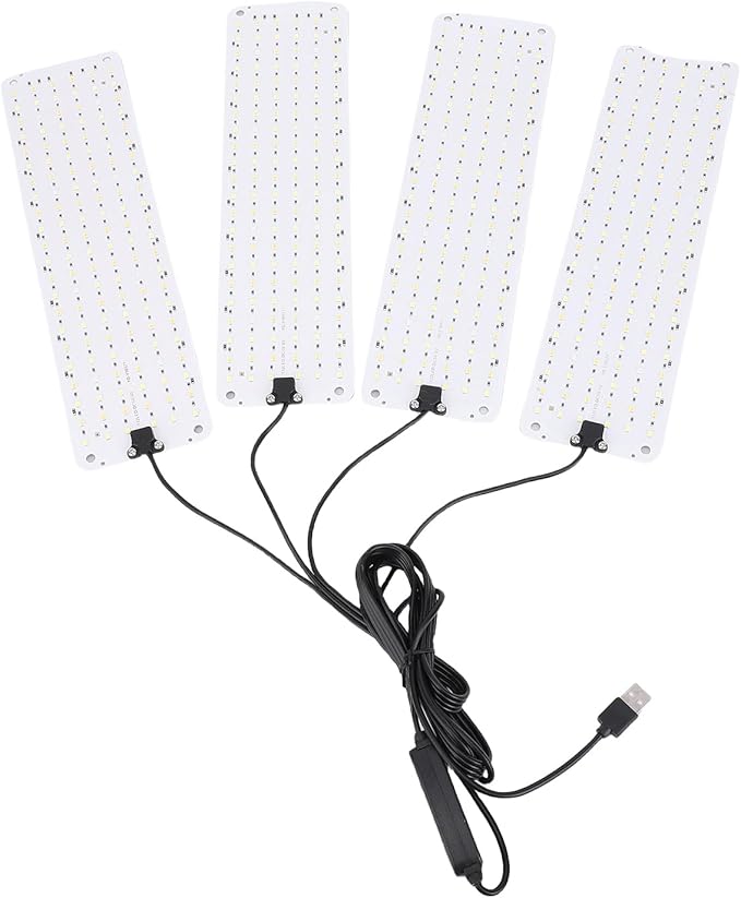LED Grow Lights Full Spectrum Indoor Plant Growing Lamp with Timer Function for Orchids Tomatoes Plants High PPFD Energy Saving (4 Head)