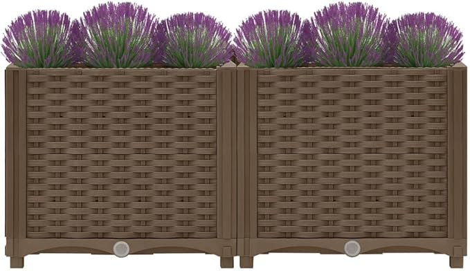 Raised BedOutdoor Planting BoxesIndustrial Rustic PlanterRaised Beds for GardeningPlantersfor Backyard Patio Balcony Garden31.5x15.7x15 Polypropylene