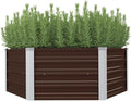 vidaXL Raised Garden Bed Outdoor Patio Balcony Backyard Planter Flower Vegetable Herb Planting Container Box Pot Brown Galvanized Steel