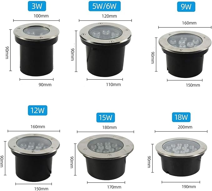 Garden Outdoor Ground Lights IP66 Waterproof LED Spotlight AC85-265V Recessed Underground Light for Deck Driveway Patio Pathway Lawn Landscape Light