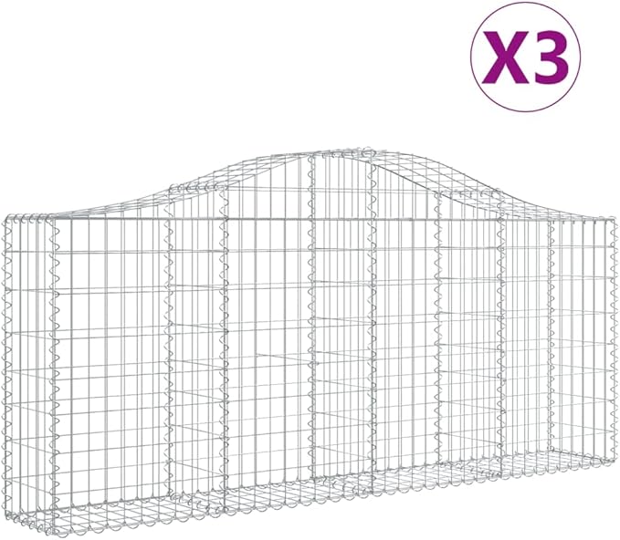 3-Pack Gabion Basket Set 78.7x78.7x39.4 Silver Galvanized Iron Modular Planter Boxes for Outdoor Garden Patio Retaining Wall &amp Stone Container for Living Areas and Backyard
