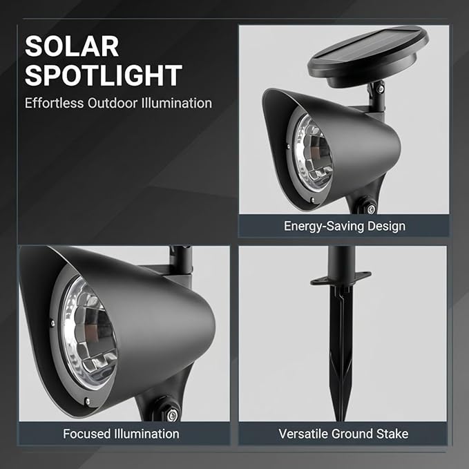 2 Pcs Solar Spotlights Green Waterproof Led Outdoor Lights with Solar Panel 6-8H Illumination for Landscape Garden Lawn Patio Yard Decor