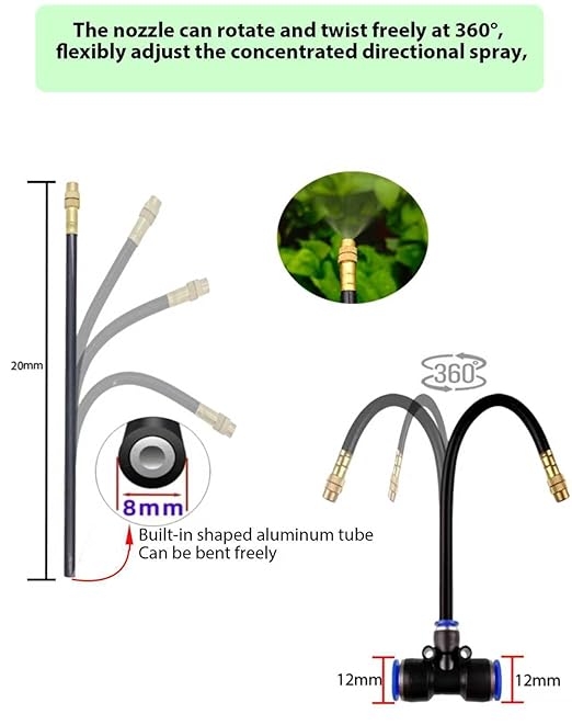 Drip Irrigation System - 360° Adjustable Micro Spray Sprinkler Kit for Garden Easy Installation No Tools Fine Mist Watering for Garden Potted Plants Greenhouse (165 FT)