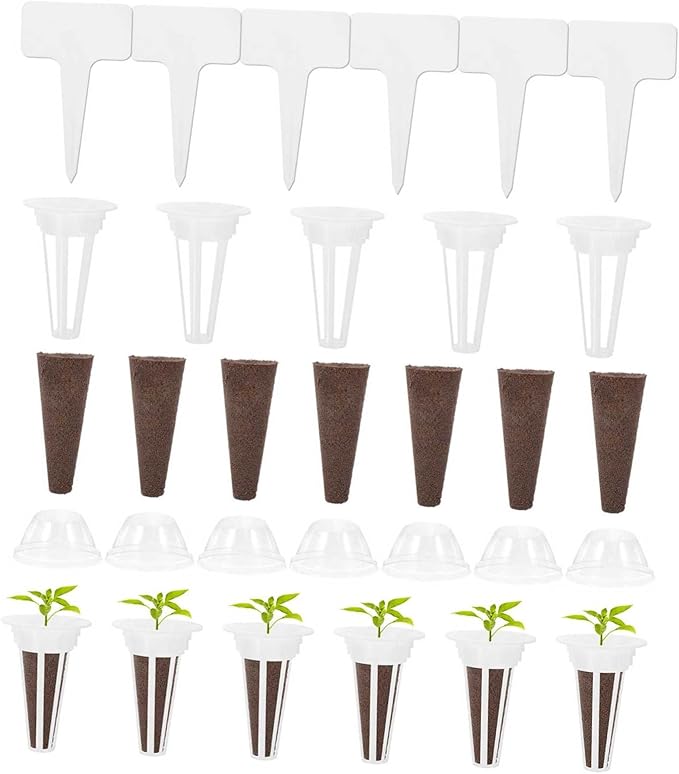 Kisangel 4sets Indoor Grow Kit Hydroponics System Hydroponic Bucket Grow Baskets Humidity Domes for Easy Plant Care