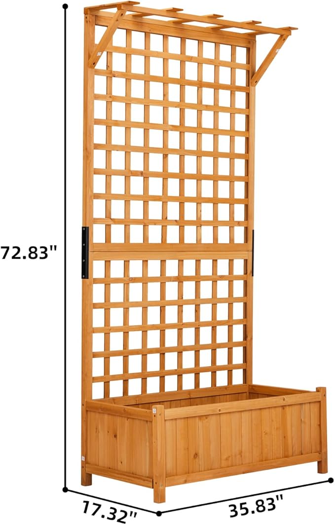 6ft High Metal Planter with Trellis Double-Layer Growing Space for Vegetables Below &amp Flowers Above Vertical Garden Bed for Small Yards Weather-Resistant Steel