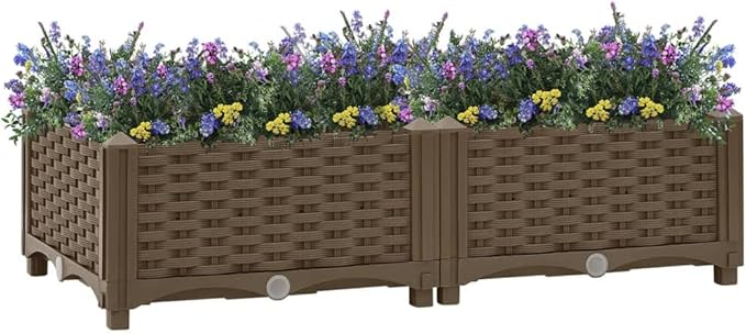 Raised Bed Outdoor planters Garden planters for Growing Vegetables Flowers Herbs and Succulents 31.5x15.7x9.1 Polypropylene