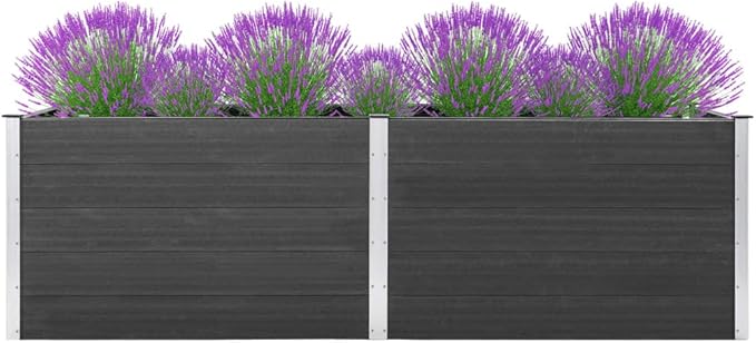 Garden Raised Bed Outdoor Deep Root Planter Box for Vegetables Flowers Herbs Rectangle Planter 78.7x19.7x35.8 WPC Gray-320