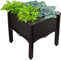 Modern Home Raised Planter Kit - Stackable Modular Flower/Garden Bed Kit - Stacking Brown/White Planter Sets for Home Restaurant Office Garden (Brown)
