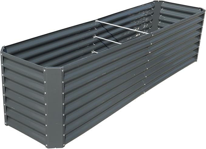 8x2x2FT Galvanized Raised Garden Bed Metal Garden Planter Box for for Gardening Vegetables Fruits Flowers Gray