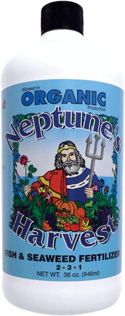 Neptune's Harvest 2-3-1 Fish &amp Seaweed Fertilizer (36 Oz) and Chapin 2 Gallon 100% Recycled Outdoor/Indoor Watering Can with Leak Free Nozzle
