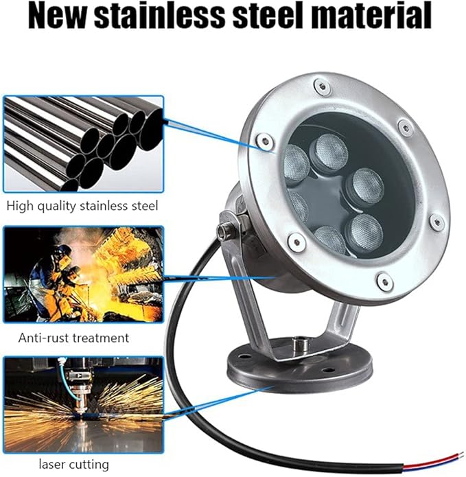 LED Waterscape Light IP68 Stainless Steel Underwater Light Can Rotate 24V Underwater Spotlight Fountain Pool Garden Square Waterscape Light