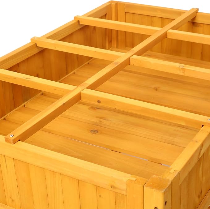 Dawn Elevated 8 Pocket Herb Garden Bed Mobile Raised Customizable Wood Planter for Herbs Vegetables Flowers w/Lockable Wheels Storage Shelf Drainage Holes