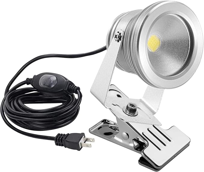 Kiven Plug in Spotlight 10W Waterproof LED Clip-on Light Plug in Landscape Light with 9.84ft Plug in Cord and On/Off Switch for Hallway Garden Patio Yard Flag(Cool White)