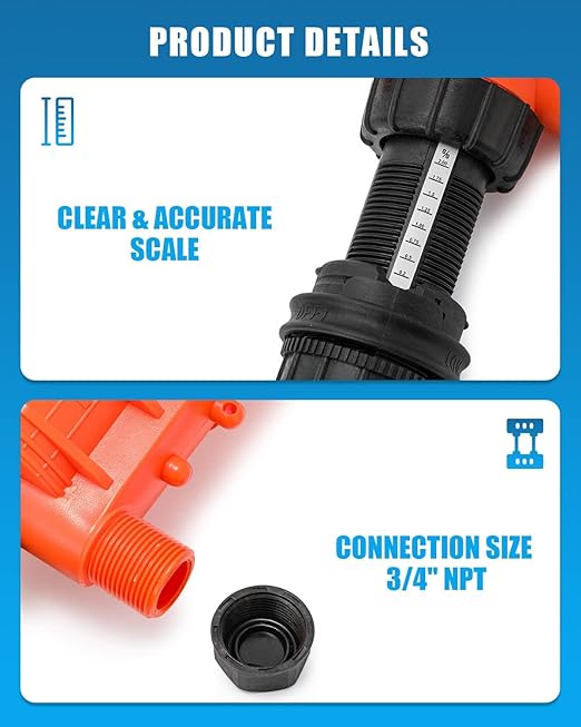 NEWTRY 1:500-1:50 Fertilizer Injector for Drip Irrigation 0.2%-2% Dosing Pump for Garden Greenhouse Livestock Agriculture Nutrient Delivery System