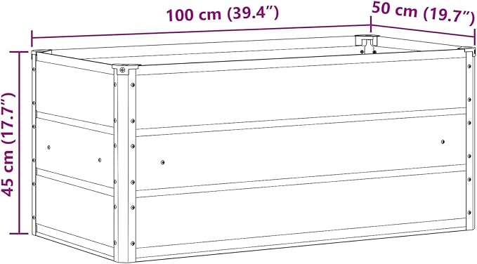 Steel Raised Garden Bed for Gardening Metal Planter Box for Vegetables Fruits Flowers 39.37 x 19.69 x 17.72 in Anthracite -547