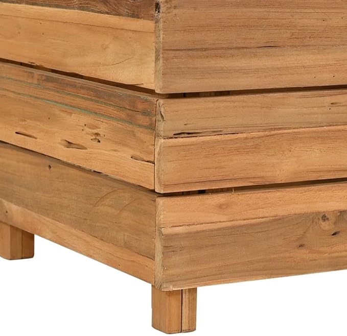 Wooden Raised Bed Planter Box for Flowers/Vegetables/Herbs in Backyard/Patio Outdoor 39.4x15.7x21.7 Recycled Teak Wood and Steel-623