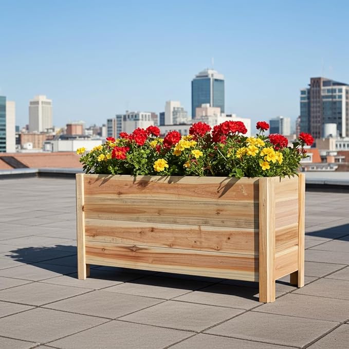 Tall Cedar Raised Garden Planter Box with Legs – Elevated Design for Comfortable Gardening Custom Sizes for Home Patio &amp Commercial Use (46 L x 16.5W x 25)