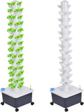 Hydroponic Tower Growing System 14-Layer 70 Slots Indoor Outdoor Grow Kit with Movable Water Tank Hydrating Pump Timer &amp Adapter for Vegetables Strawberries Lettuce