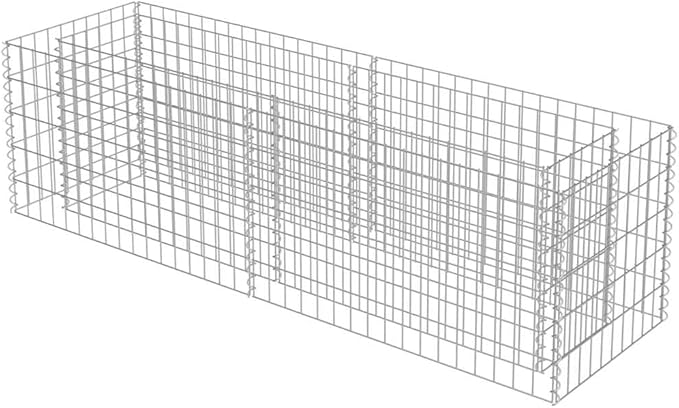 vidaXL Gabion Raised Bed Proof Galvanized Steel High Load Capacity Spacious Design Ideal for Garden and Patio Outer Dimensions - 70.9x19.7x19.7