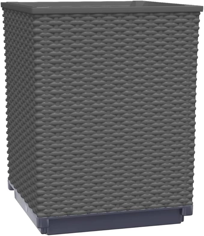 Black Square Planter Set of 2 Large Outdoor Planters for Raised Garden Bed Patio Decor Textured Durable Polypropylene Containers for Flowers Herbs