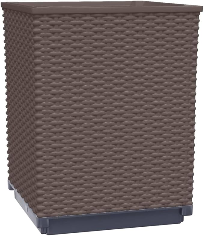 2 Pack Brown Planters 11.8x11.8x14.6 Polypropylene Plastic Outdoor Garden Bed for Vegetables Herbs Flowers