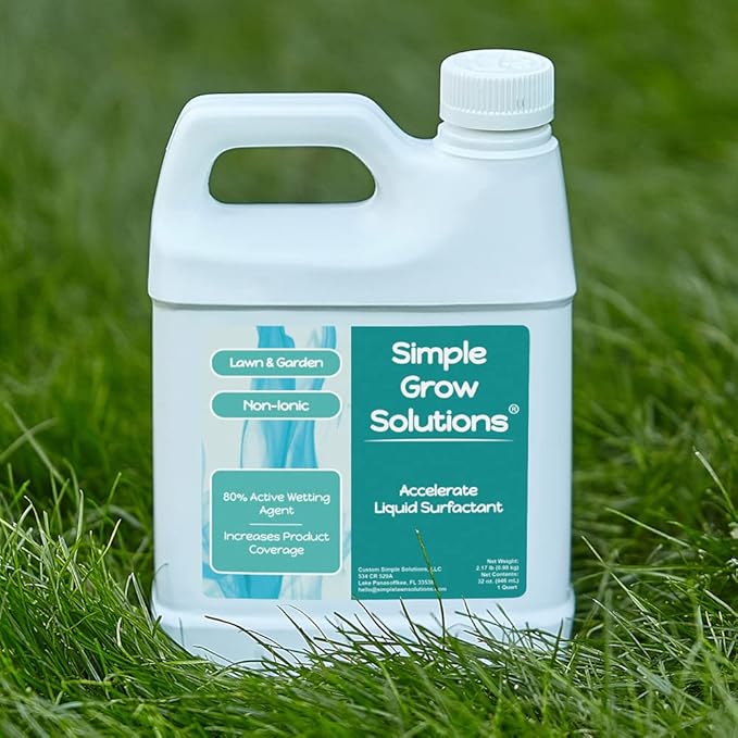 Liquid Surfactant Non-Ionic - Accelerate Performance &amp Effectiveness of Foliar Fertilizer and Other Lawn &amp Garden Solutions - Better Wetting Sticking &amp Absorption - 32 Ounce - Simple Gro
