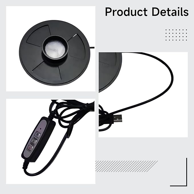 Plant Growth Light with Timer 5W USB Lamp 15 Cm Glass Black Aluminum 66.9 in Cord for Indoor Plants