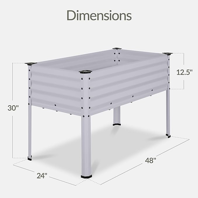 Best Choice Products 48x24x30in Galvanized Raised Garden Bed Metal Elevated Planter Box Vegetable Garden for Backyard Patio Balcony - Moonlight Gray