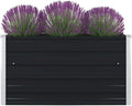Raised Garden Bed Anthracite Galvanized Steel Square Planter for Outdoor Plants 39.4 x 39.4 x 17.7 Inch Weather-Resistant Gardening Easy Assembly