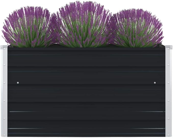 SKM Raised Garden Bed 100x100x45 cm Galvanised Steel Anthracite (Weight-5KG)