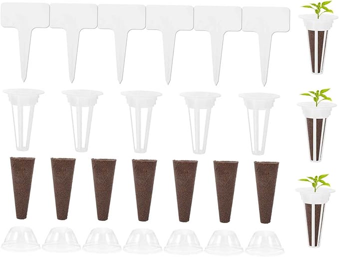 balacoo 4sets Hydroponic Growing Tower Kit Hydroponic Planter Baskets Sponges Garden Basket Labels