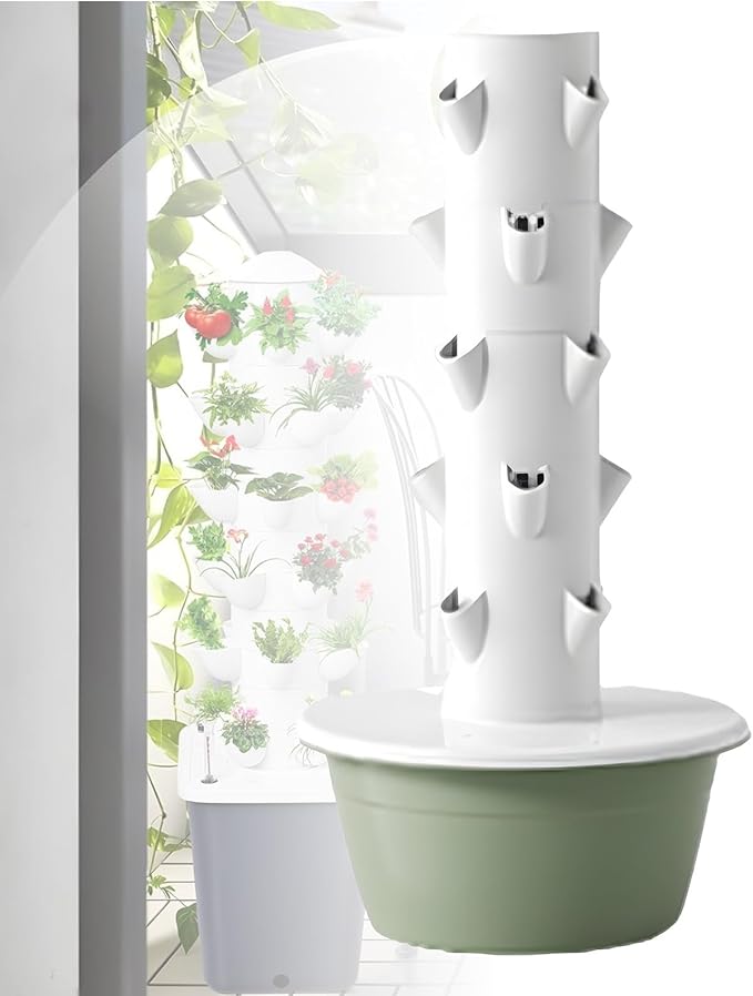 Hydroponic Tower Hydroponic Tower Garden Vertical Hydroponic Garden Tower Save Water and Energy Increase Yield Suitable for Hydroponic Gardening Enthusiastsgreen-5-Layers